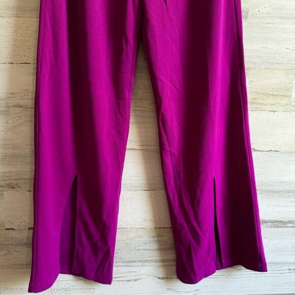 🍁 NWT Happily Grey Wide Leg Trouser Pants Full Length High Waisted Front Slit XS - Picture 6 of 15